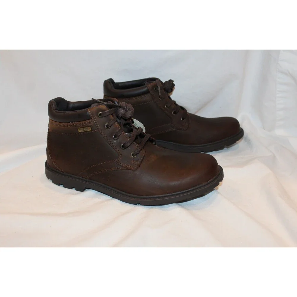 ROCKFORD MEN'S STORM SURGE PLAIN‎ TOE LEATHER BOOTS NEW SZ 7.5 BROWN $160
